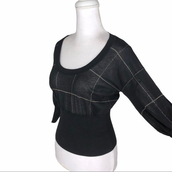 DSQUARED Tops - Dsquared2 gold thread check black top semi-sheer